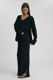 Maternity V Neck Knit Jumper (Black) 6