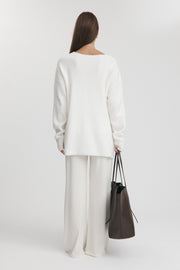 Maternity V Neck Knit Jumper (Ivory) 12