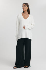 Maternity V Neck Knit Jumper (Ivory) 8