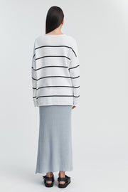 Maternity V Neck Knit Jumper (Stripe) 10