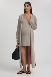 Maternity V Neck Tank Dress (Wheat) 10