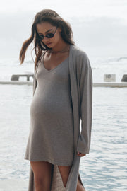 Maternity V Neck Tank Dress (Wheat) 3