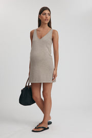 Maternity V Neck Tank Dress (Wheat) 4