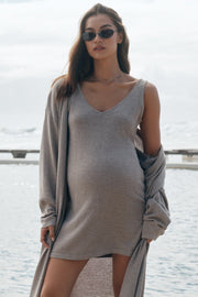 Maternity V Neck Tank Dress (Wheat) 7