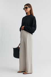Maternity Waffle Crop Sweater (Black) 4