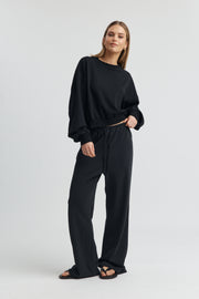 Maternity Waffle Crop Sweater (Black) 6