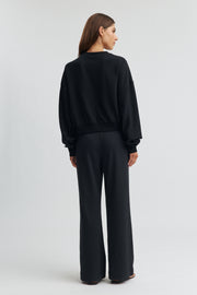 Maternity Waffle Crop Sweater (Black) 7