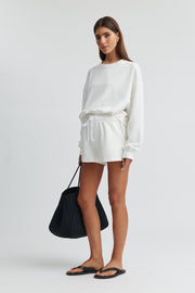 Maternity Waffle Crop Sweater (White) 3