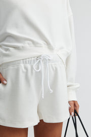 Maternity Waffle Crop Sweater (White) 4