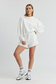 Maternity Waffle Crop Sweater (White) 8