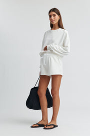 Maternity Waffle Shorts (White) 2