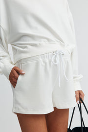 Maternity Waffle Shorts (White) 3