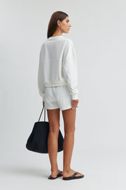 Maternity Waffle Shorts (White) 7