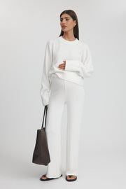 Maternity Wide Leg Pants (Ivory) 4