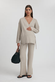 Maternity Wrap Knit Top (Taupe Marle) 6