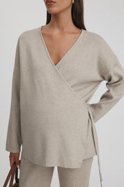Maternity Wrap Knit Top (Taupe Marle) 8