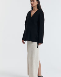 Maternity Wrap Tie Knit (Black) 2