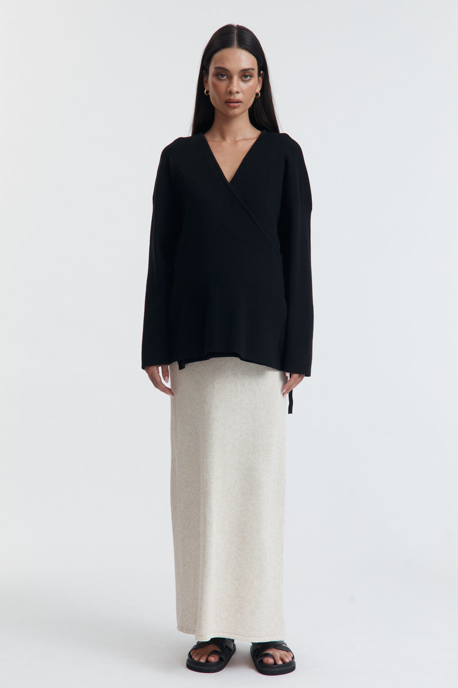 Maternity Wrap Tie Knit (Black) 3