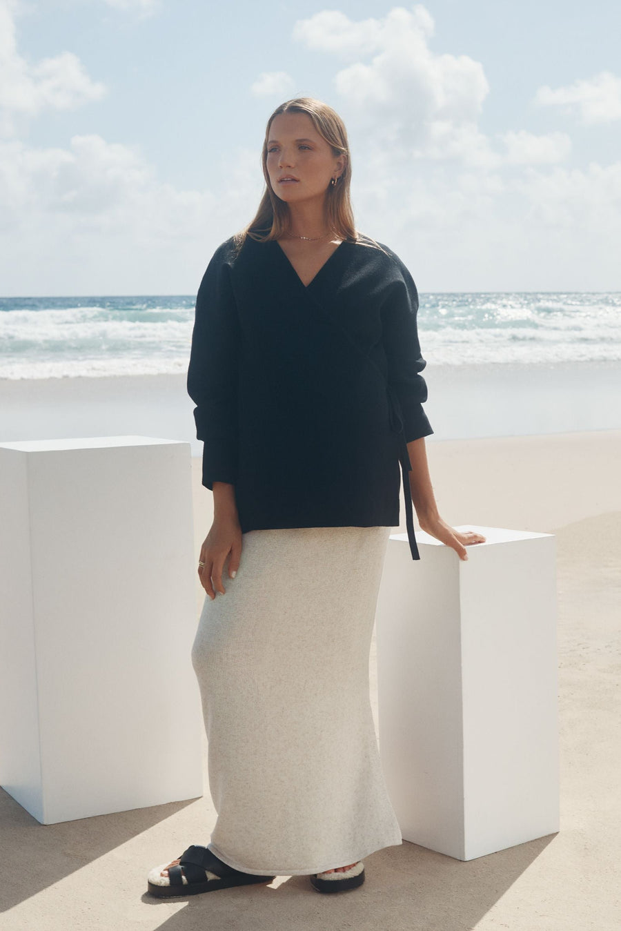 Maternity Wrap Tie Knit (Black) 4