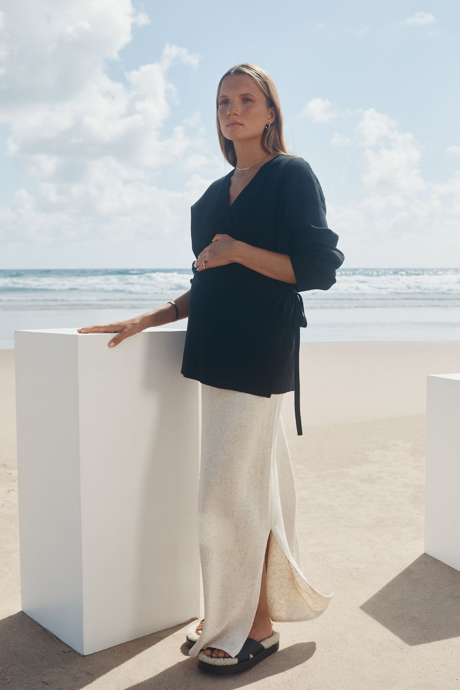Maternity Wrap Tie Knit (Black) 5