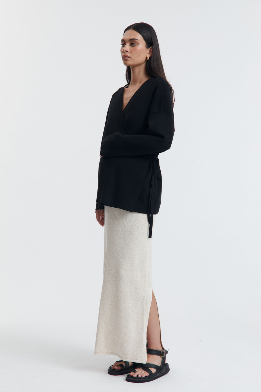 Maternity Wrap Tie Knit (Black) 6