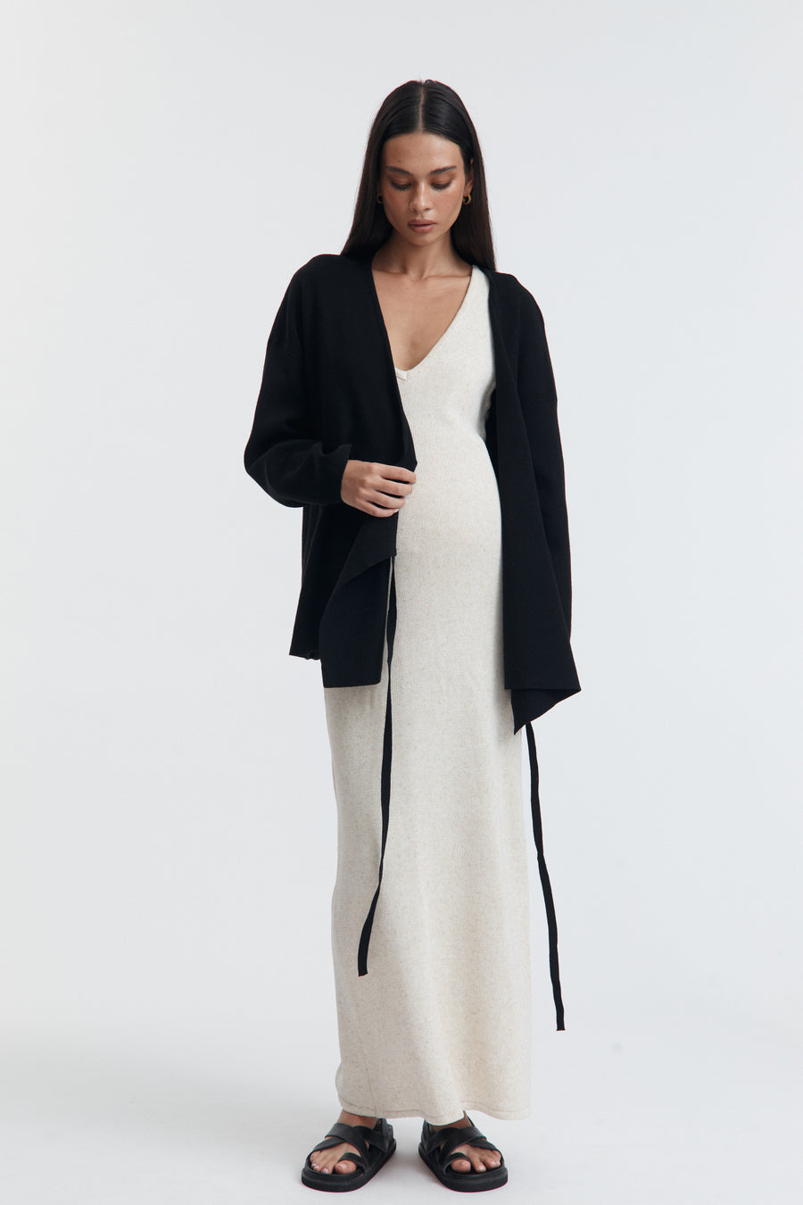Maternity Wrap Tie Knit (Black) 7