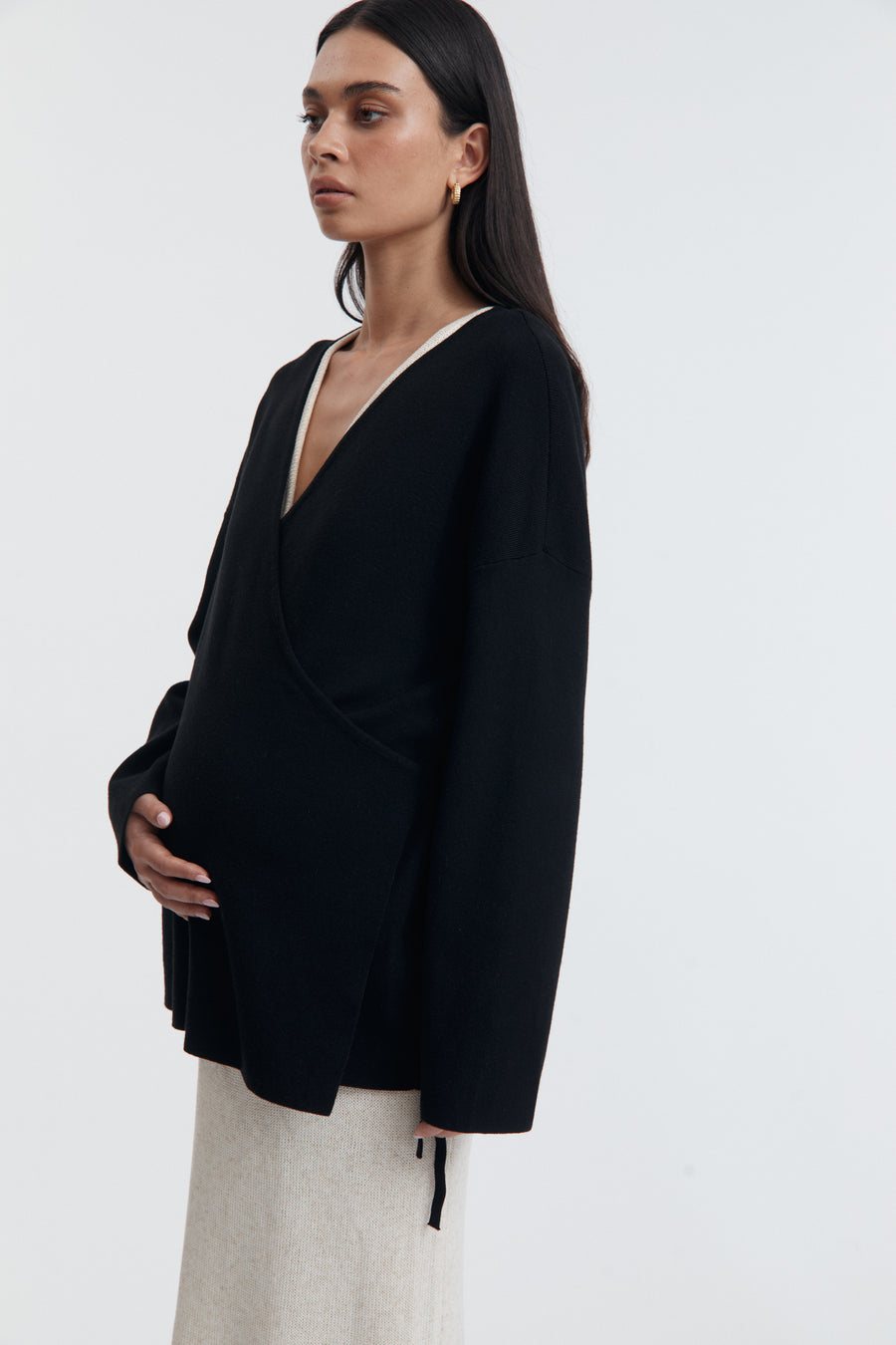 Maternity Wrap Tie Knit (Black) 8