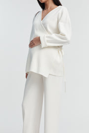Maternity Wrap Tie Knit (Ivory) 4
