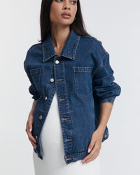 Mid Blue Maternity Denim Jacket 3