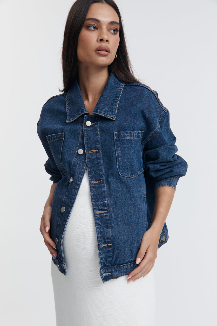 Mid Blue Maternity Denim Jacket 3