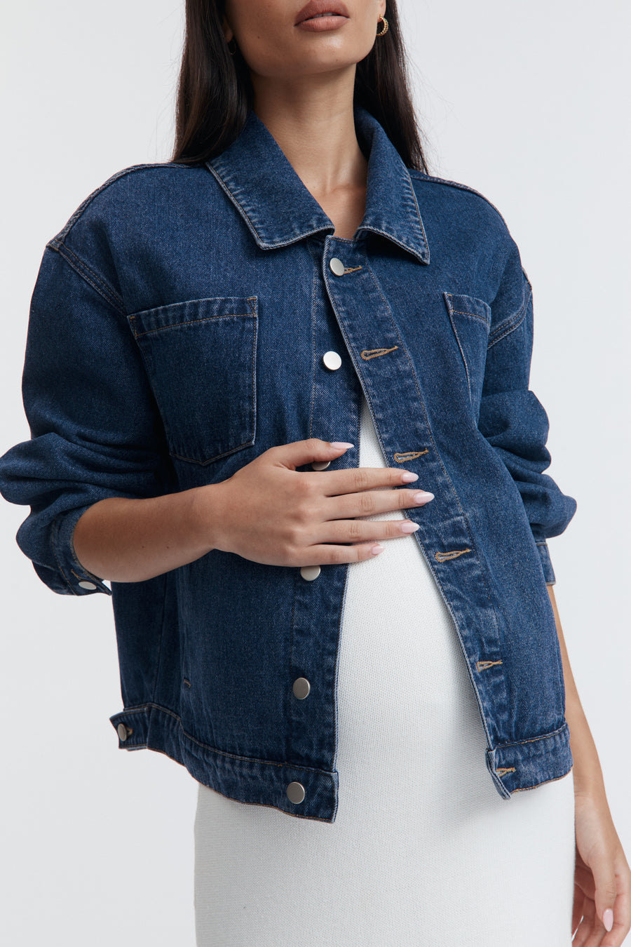 Mid Blue Maternity Denim Jacket 7