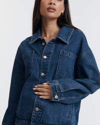 Mid Blue Maternity Denim Jacket 9