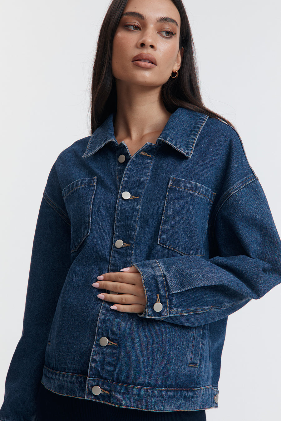 Mid Blue Maternity Denim Jacket 9