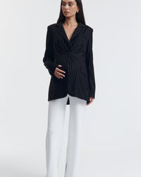 Navy Pinstripe Maternity Blazer  3