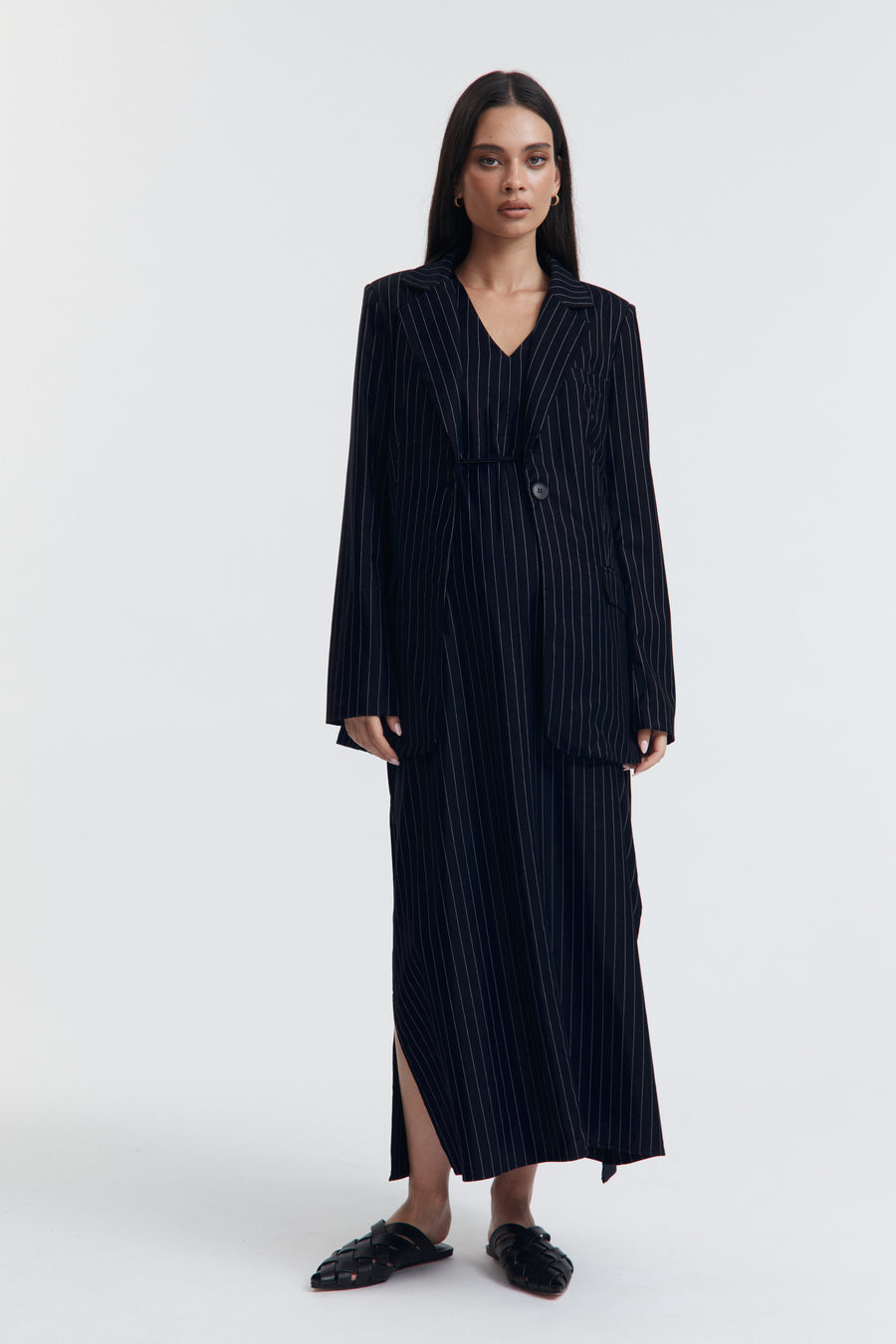 Navy Pinstripe Maternity Blazer 7