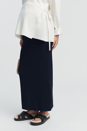 Navy Rib Knit Maternity Maxi Skirt 2