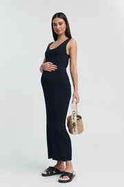 Navy Rib Knit Maternity Maxi Skirt 5