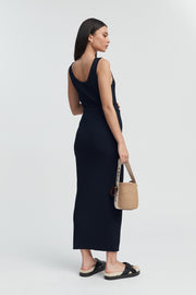 Navy Rib Knit Maternity Maxi Skirt 6