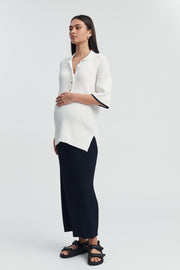 Navy Rib Knit Maternity Maxi Skirt 7