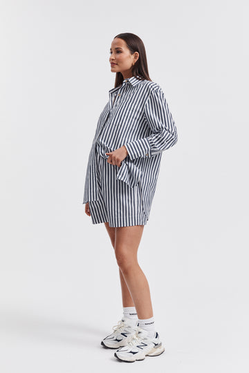 Navy Stripe Maternity Shorts 1