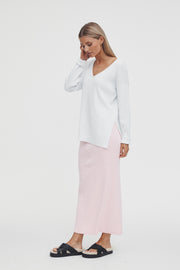 Maternity Rib Maxi Skirt (Pink) 11