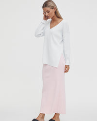 Maternity Rib Maxi Skirt (Pink) 11