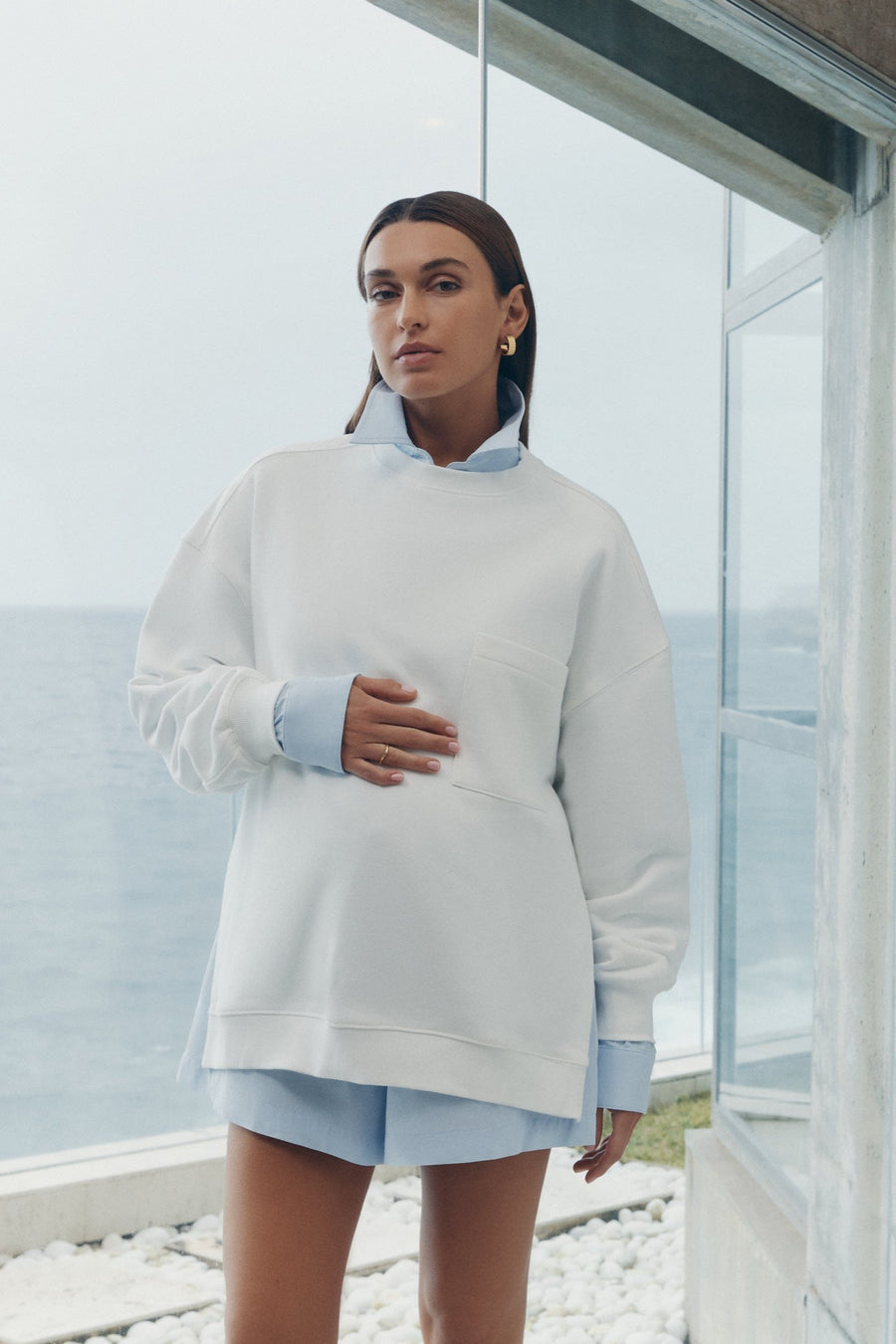 Nursing Sweater (White) 4