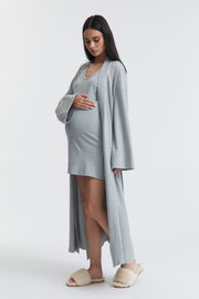 Organic Cotton Jersey Maternity Robe (Grey Marle) 1
