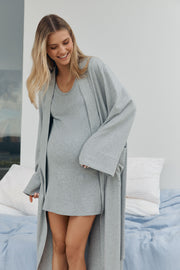 Organic Cotton Jersey Maternity Robe (Grey Marle) 3