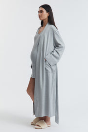 Organic Cotton Jersey Maternity Robe (Grey Marle) 4