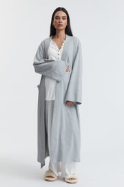 Organic Cotton Jersey Maternity Robe (Grey Marle) 6
