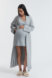 Organic Cotton Jersey Maternity Robe (Grey Marle) 7