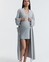 Organic Cotton Jersey Maternity Robe (Grey Marle) 9