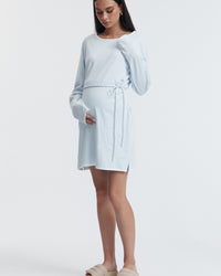 Organic Cotton LS Maternity Dress (Powder) 2